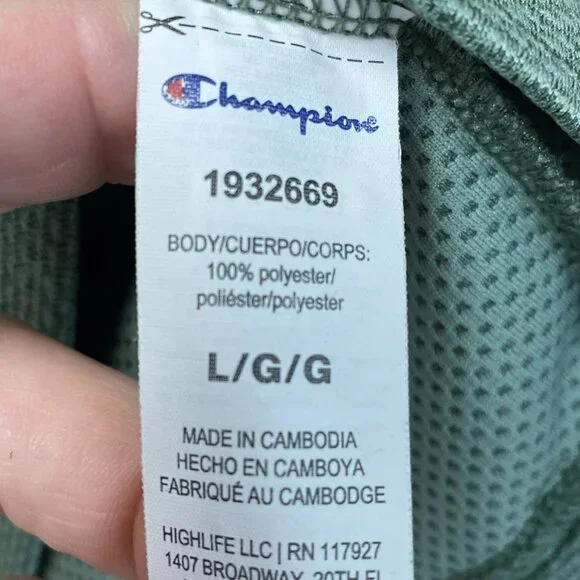 Champion Men's L Green Polyester Performance T-Shirt K1073 - Picture 7 of 9